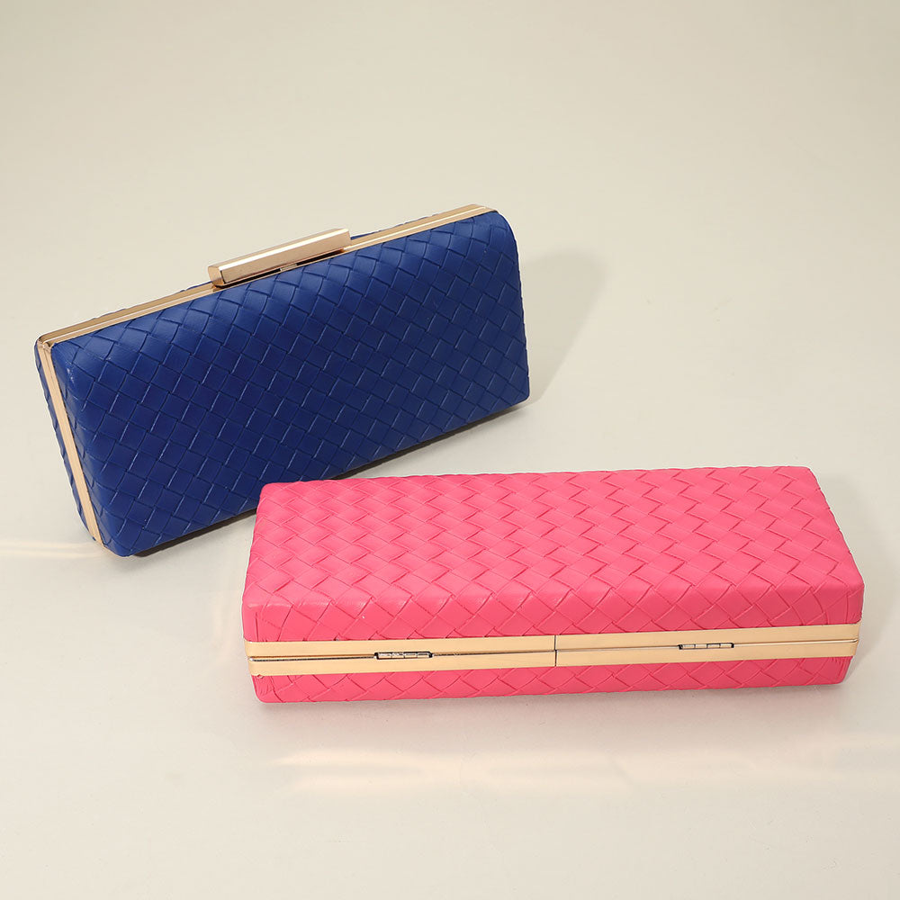 Faux Leather Basket Weave Clutch Evening Bag / Crossbody Bag