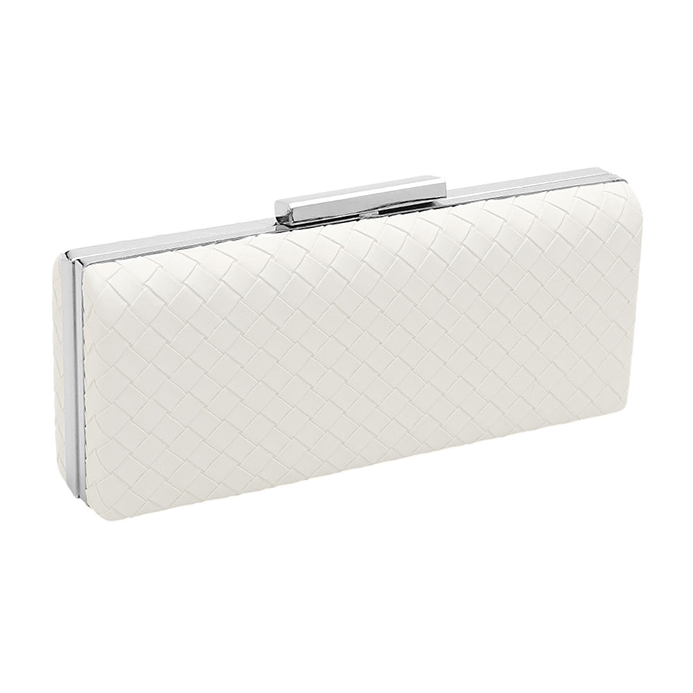 Faux Leather Basket Weave Evening Clutch Bag / Crossbody Bag