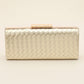 Faux Leather Basket Weave Evening Clutch Bag / Crossbody Bag
