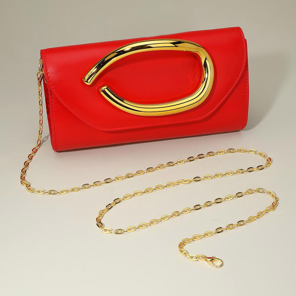 Bold Hardware Accent Snake Pattern Faux Leather Evening Clutch Bag Crossbody Bag