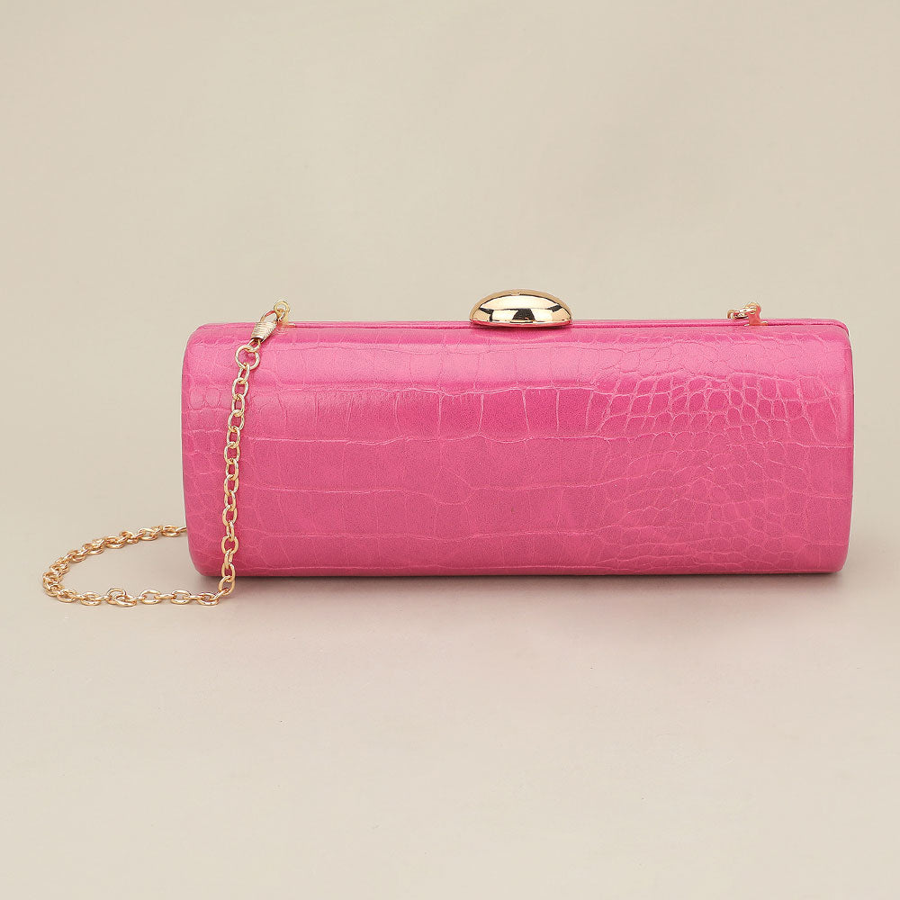 Faux Leather Textured Pattern Clutch Evening Bag