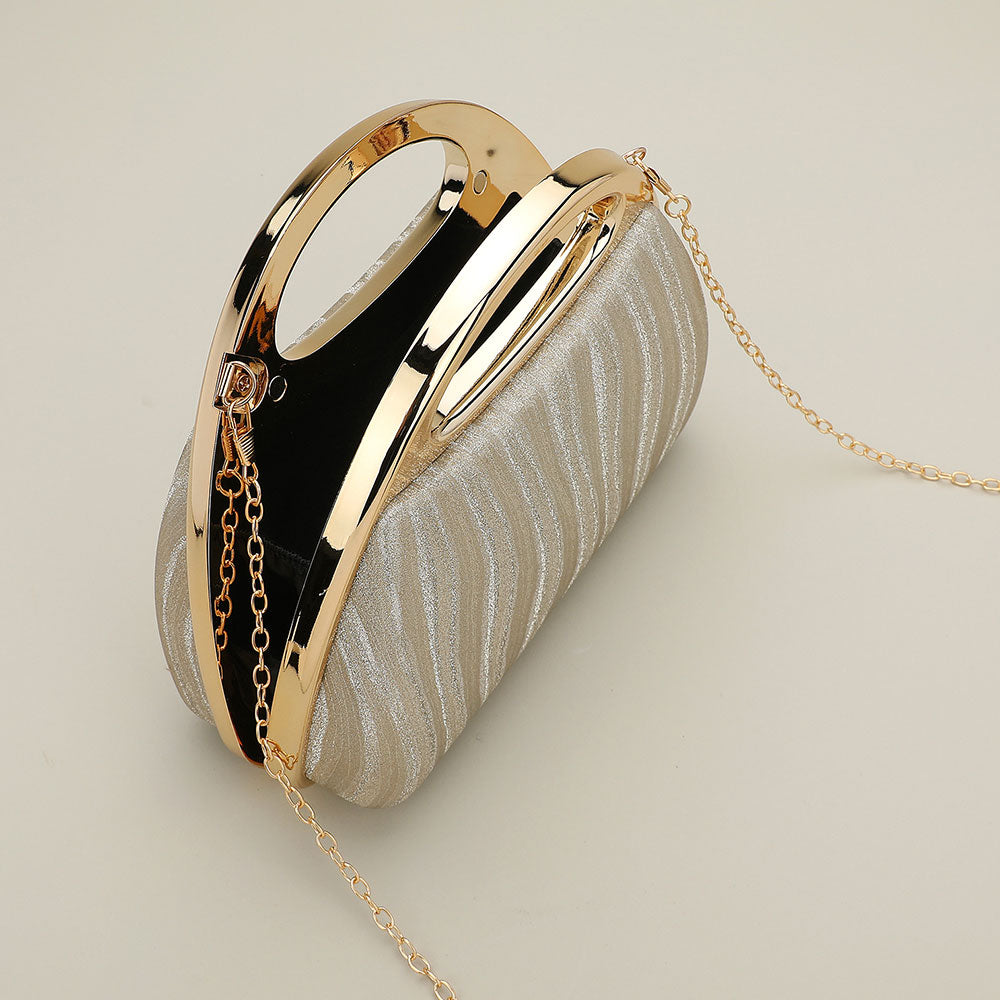 Shimmering Structured Evening Clutch Crossbody Bag
