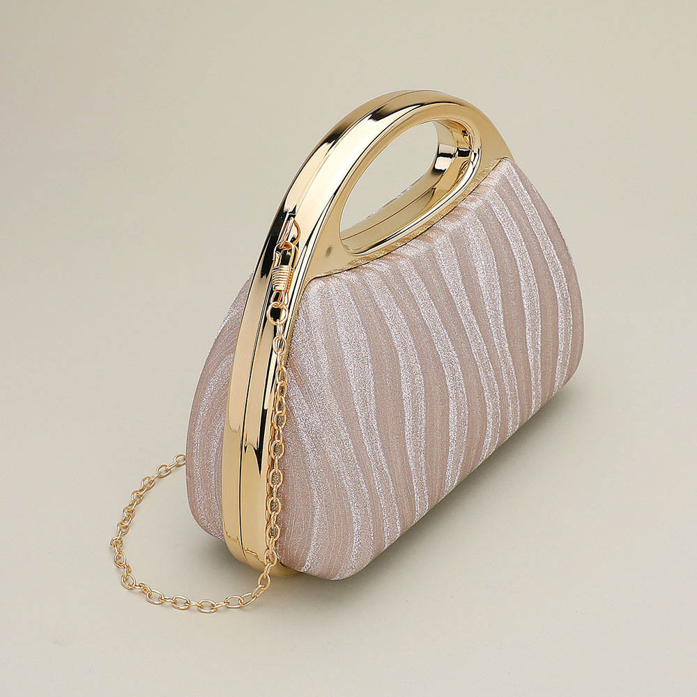 Shimmering Structured Evening Clutch Crossbody Bag