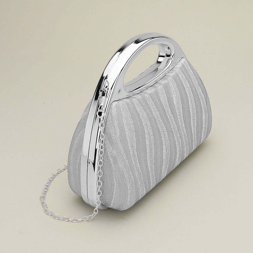 Shimmering Structured Evening Clutch Crossbody Bag