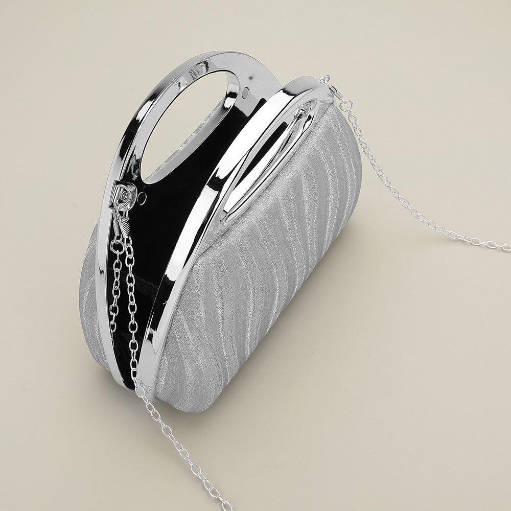 Shimmering Structured Evening Clutch Crossbody Bag