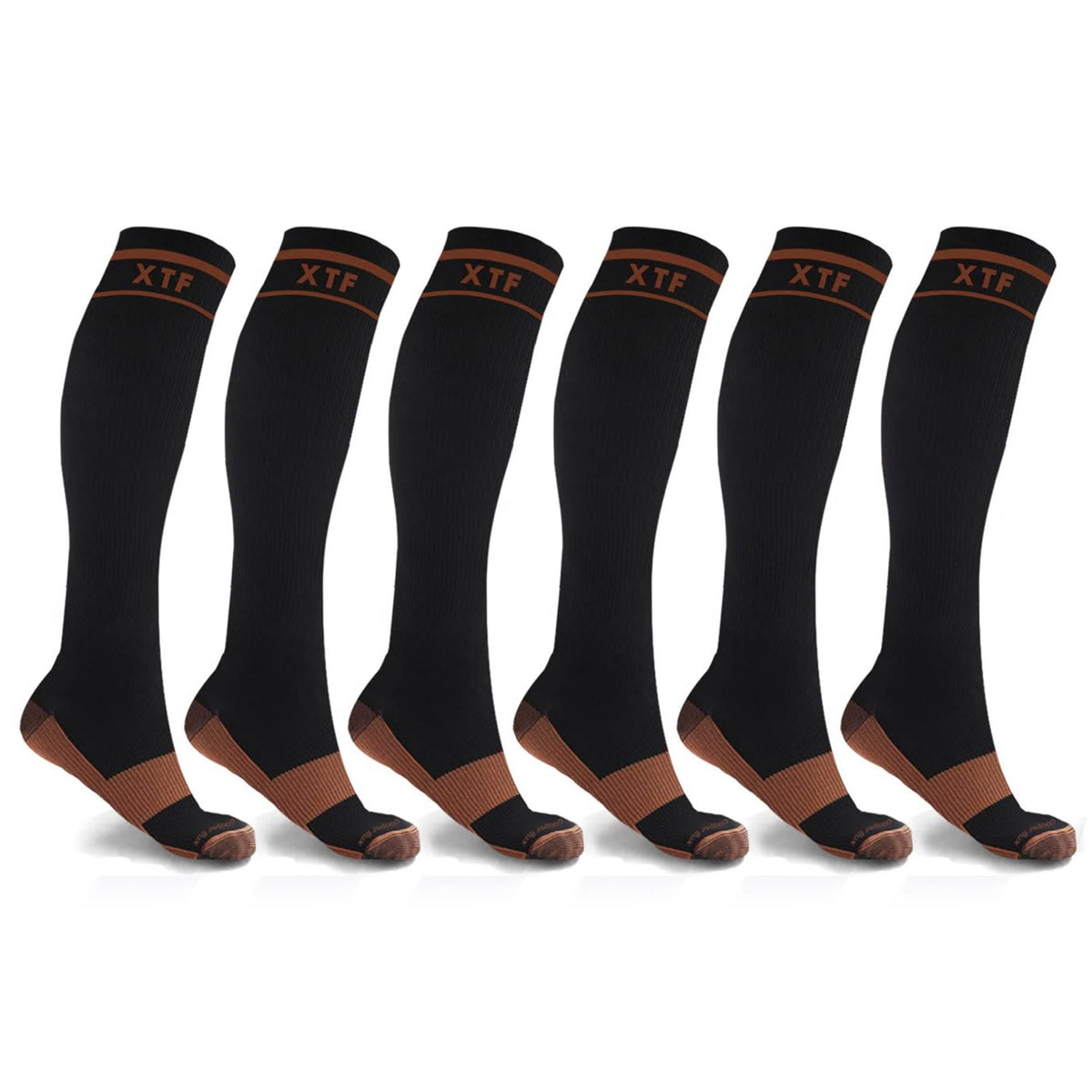 6 pares: Calcetines de compresión hasta la rodilla unisex con infusión de cobre