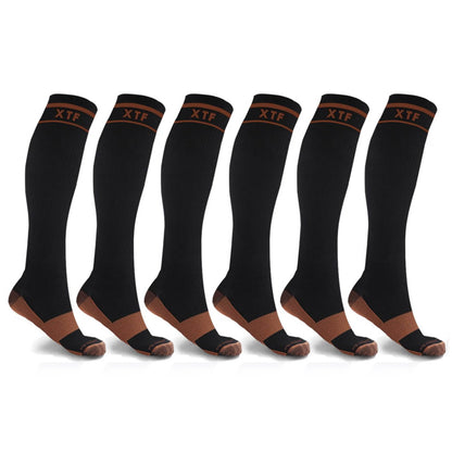 6 pares: Calcetines de compresión hasta la rodilla unisex con infusión de cobre