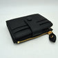 Pebbled Card Holder Wallet with Snap Button Strap and Zipper Pocket