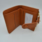 Pebbled Card Holder Wallet with Snap Button Strap and Zipper Pocket