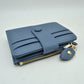Pebbled Card Holder Wallet with Snap Button Strap and Zipper Pocket