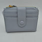 Pebbled Card Holder Wallet with Snap Button Strap and Zipper Pocket