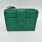 Pebbled Card Holder Wallet with Snap Button Strap and Zipper Pocket