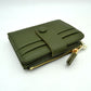 Pebbled Card Holder Wallet with Snap Button Strap and Zipper Pocket