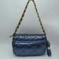 Quilted Metallic Puffer Shoulder Bag with Woven Chain Strap