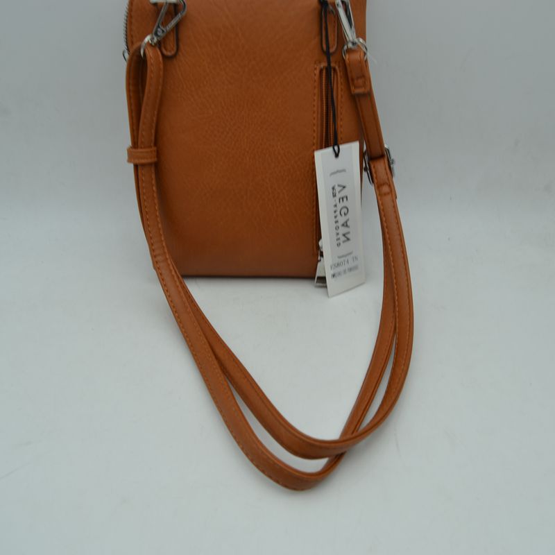 Crossbody Bag with Perforated Panel and Woven Front Detail