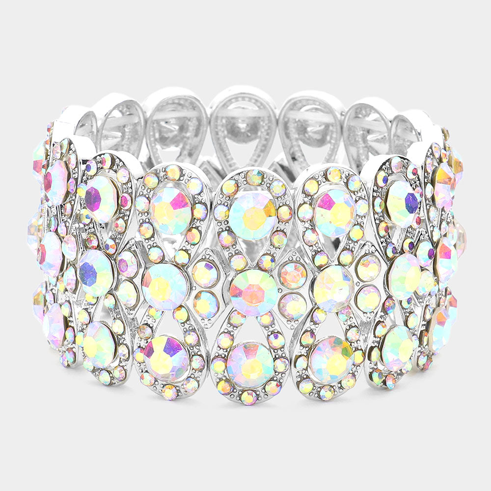 Marquise Crystal Bow Stretch Evening Bracelet
