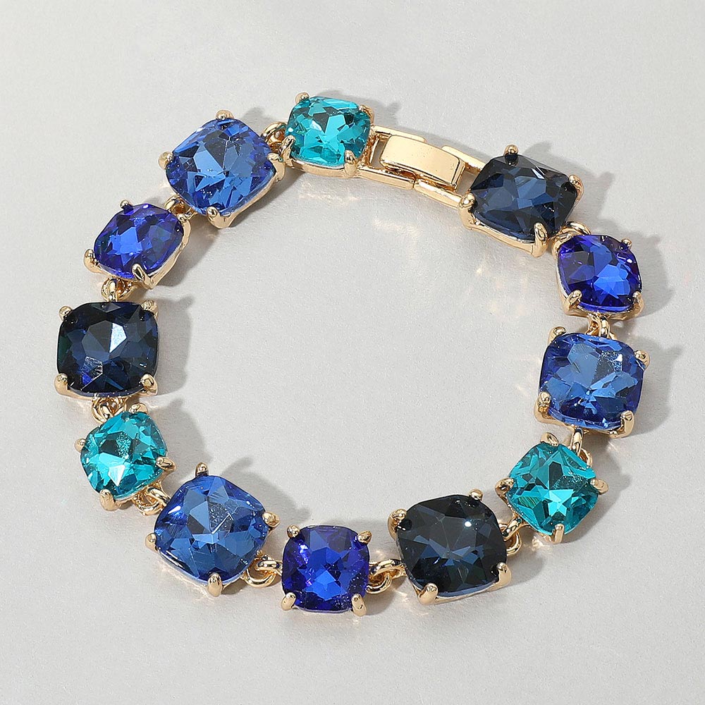 Women's Cushion Square Stone Link Evening Bracelet