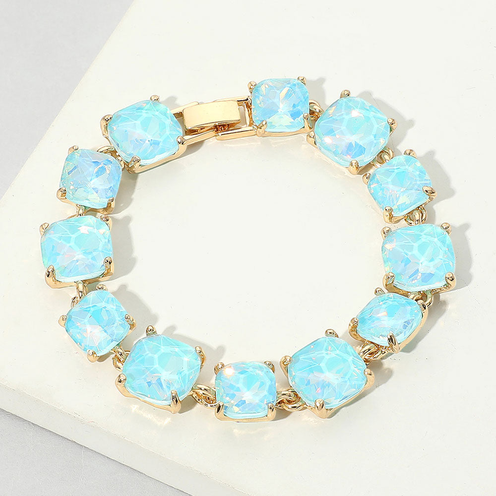 Women's Cushion Square Stone Link Evening Bracelet