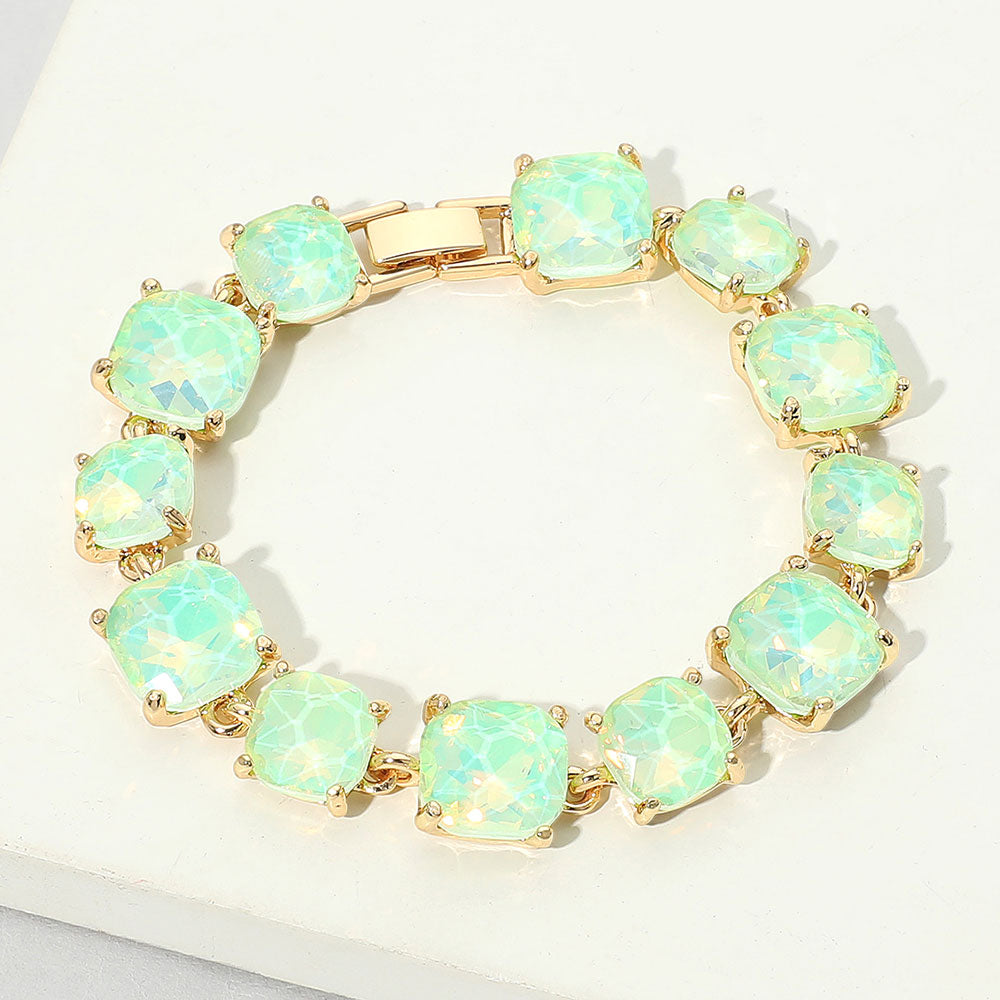 Women's Cushion Square Stone Link Evening Bracelet