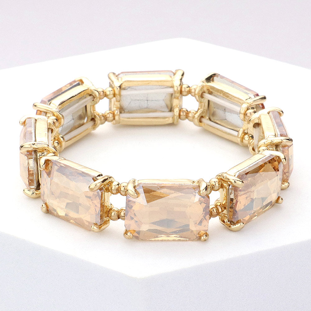 Women's Emerald Cut Stone Stretch Evening Bracelet 4th of July