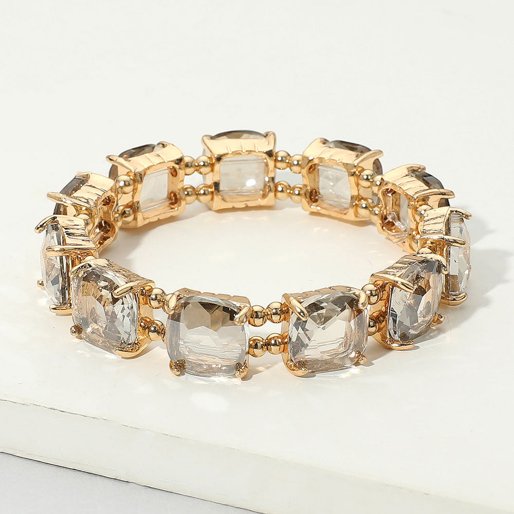 Women's Cushion Square Stone Stretch Evening Bracelet