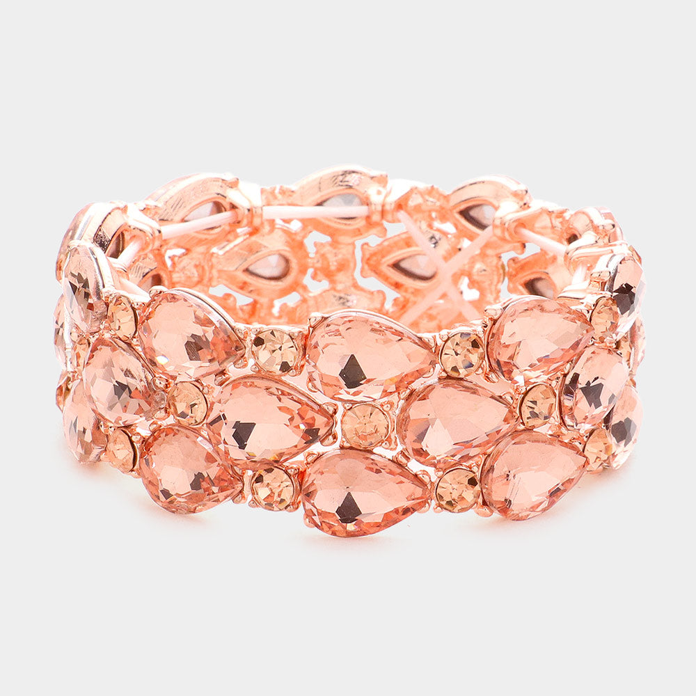 Women's Teardrop Stone Accented Stretch Evening Bracelet