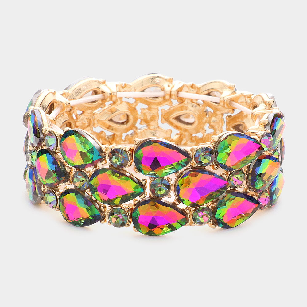 Women's Teardrop Stone Accented Stretch Evening Bracelet