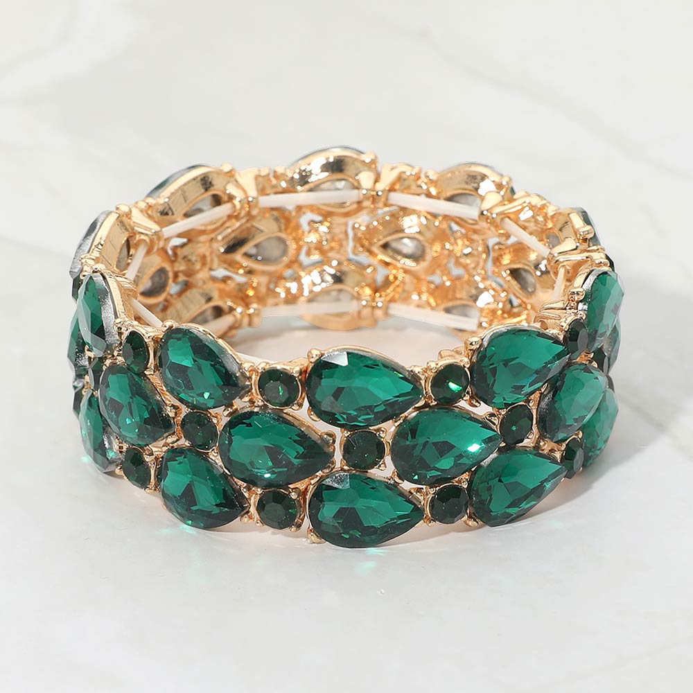 Women's Teardrop Stone Accented Stretch Evening Bracelet