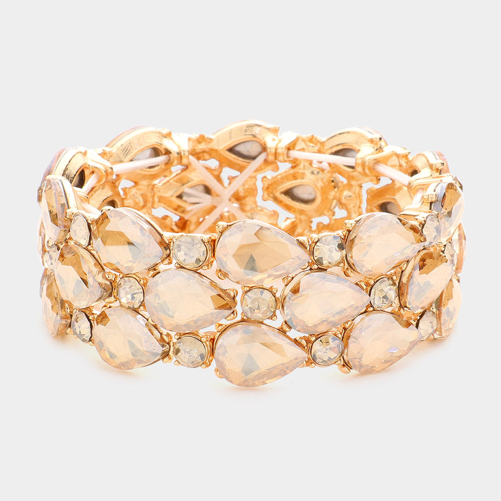 Women's Teardrop Stone Accented Stretch Evening Bracelet