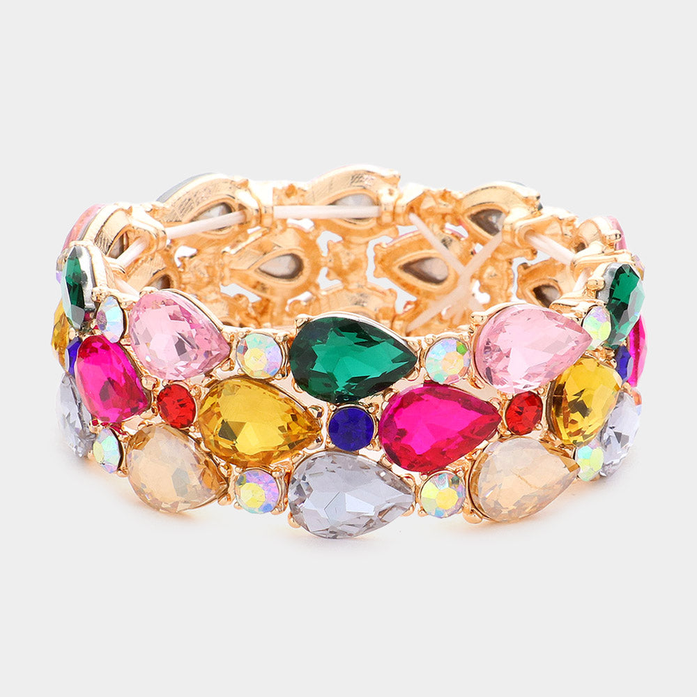 Women's Teardrop Stone Accented Stretch Evening Bracelet