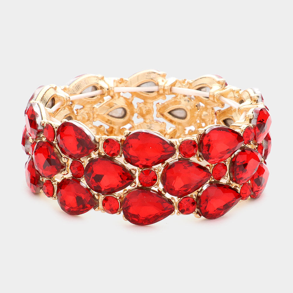 Women's Teardrop Stone Accented Stretch Evening Bracelet