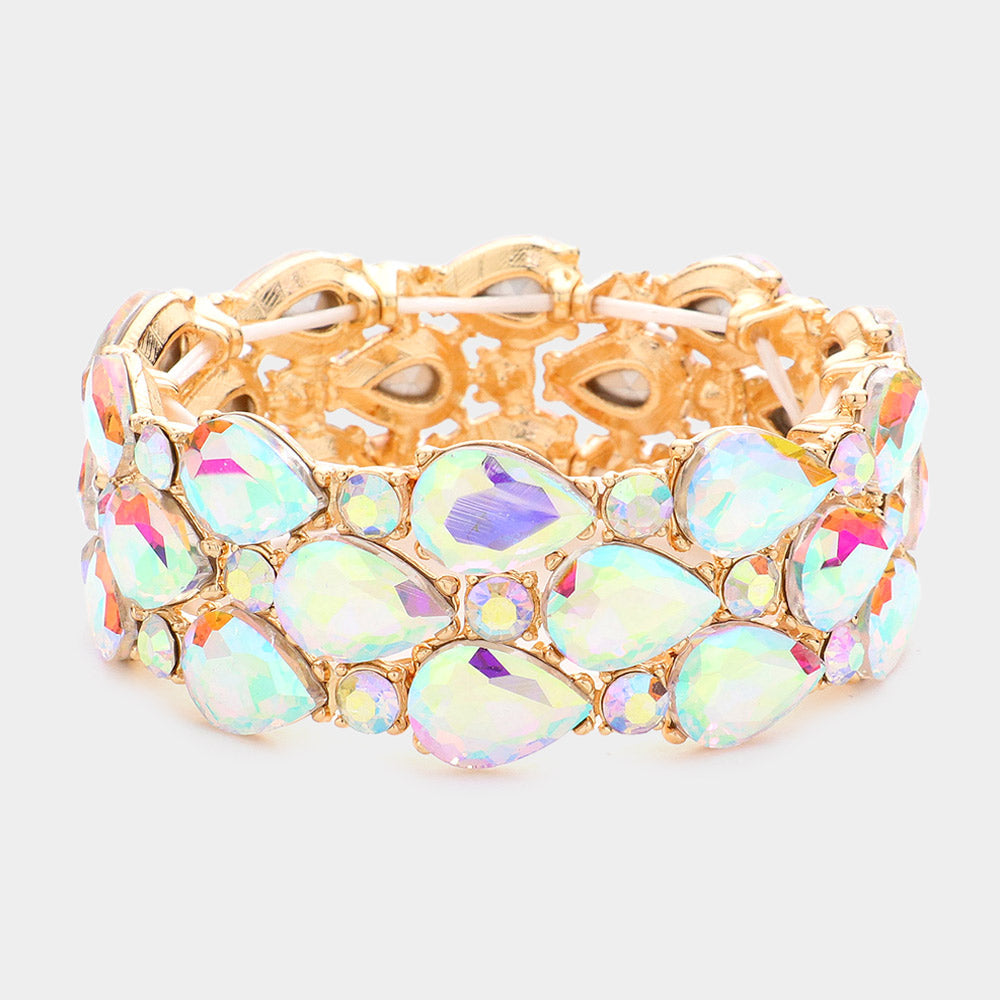 Women's Teardrop Stone Accented Stretch Evening Bracelet