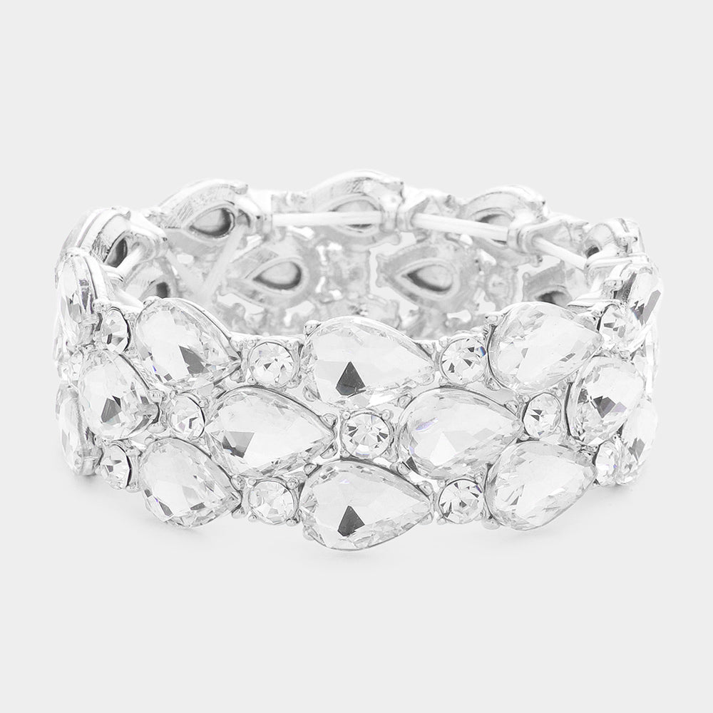 Women's Teardrop Stone Accented Stretch Evening Bracelet