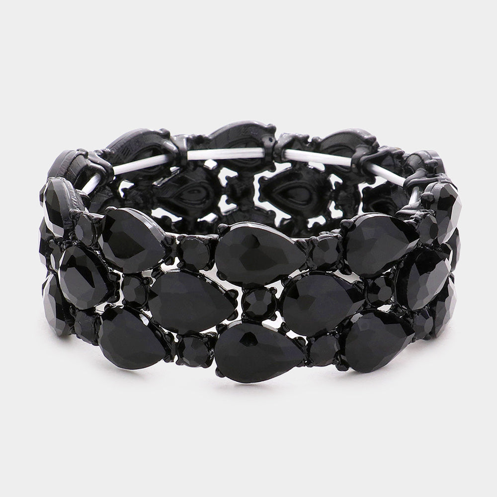 Women's Teardrop Stone Accented Stretch Evening Bracelet