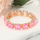 Women's Round Stone Cluster Beaded Stretch Evening Bracelet