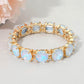 Women's Round Stone Cluster Beaded Stretch Evening Bracelet