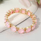 Women's Round Stone Cluster Beaded Stretch Evening Bracelet