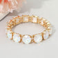 Women's Round Stone Cluster Beaded Stretch Evening Bracelet