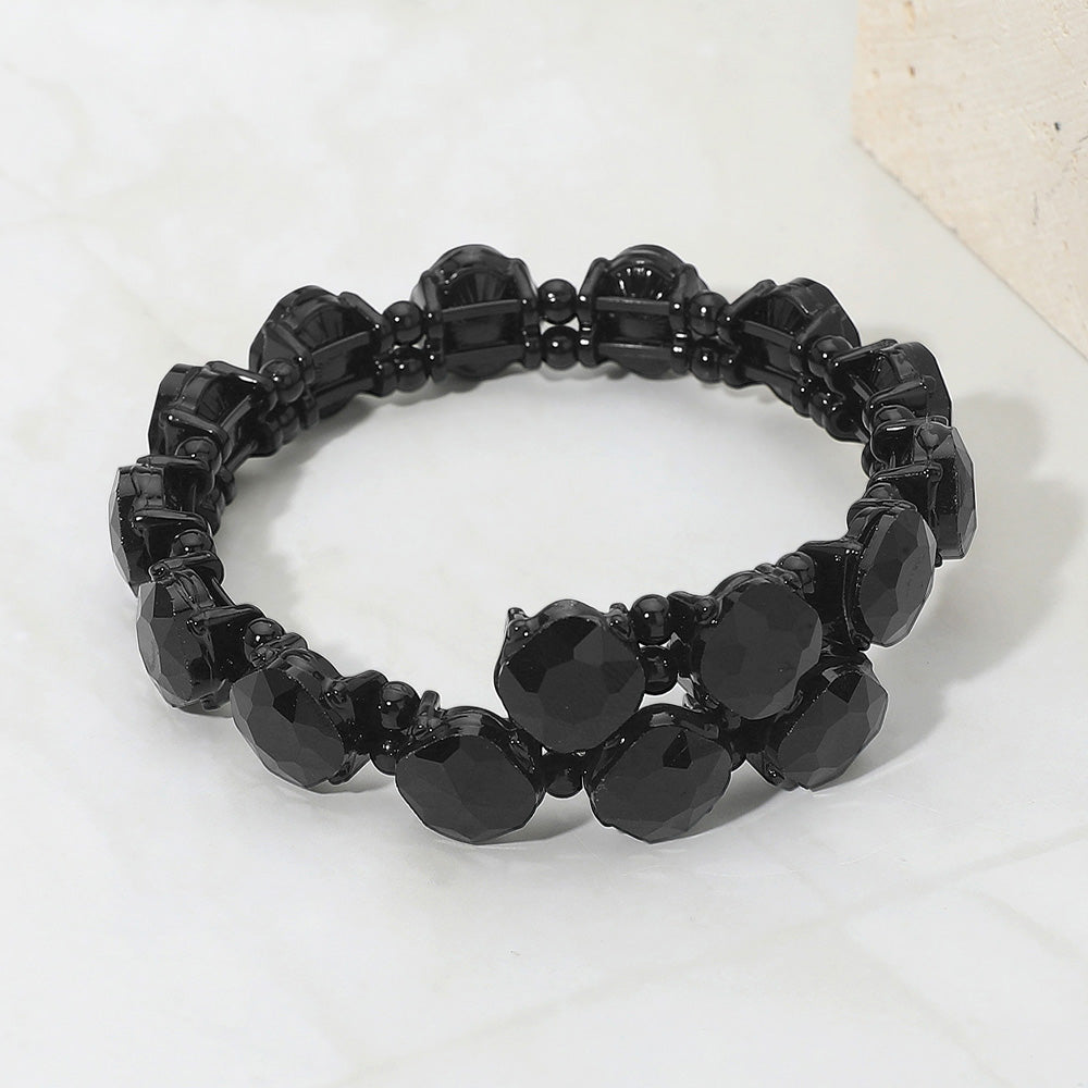 Square Stone Cluster Link Adjustable Evening Bracelet