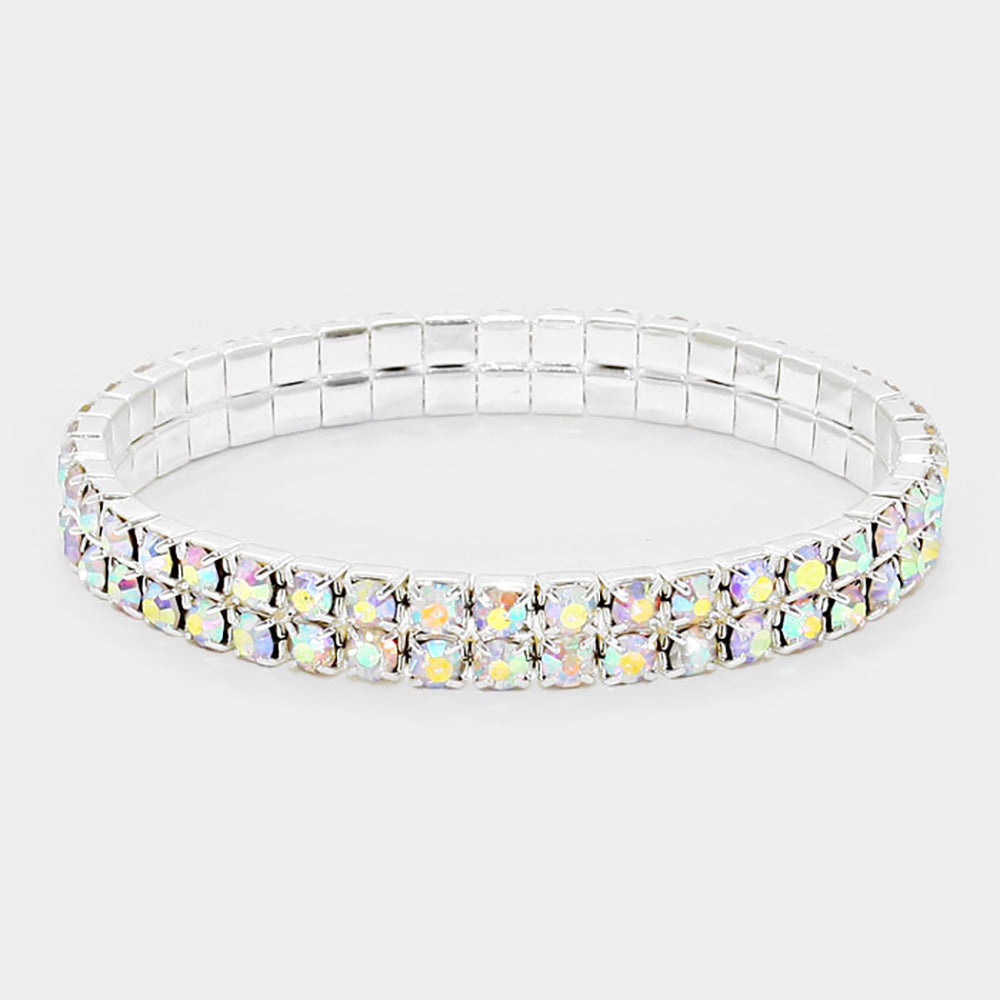 2-ROW Rhinestone Stretch Evening Bracelet
