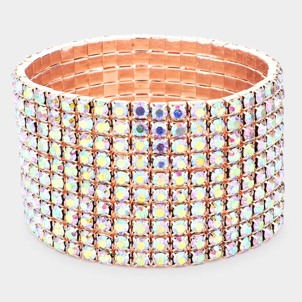 10-ROW Rhinestone Stretch Evening Bracelet