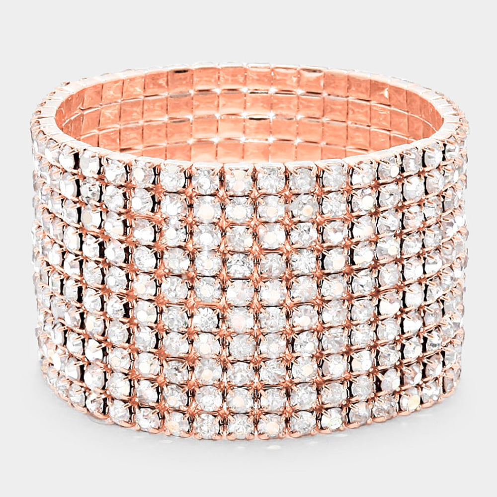 10-ROW Rhinestone Stretch Evening Bracelet