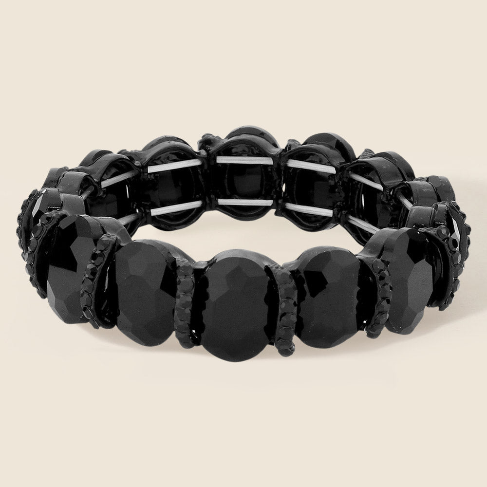 Oval Stone Stretch Evening Bracelet