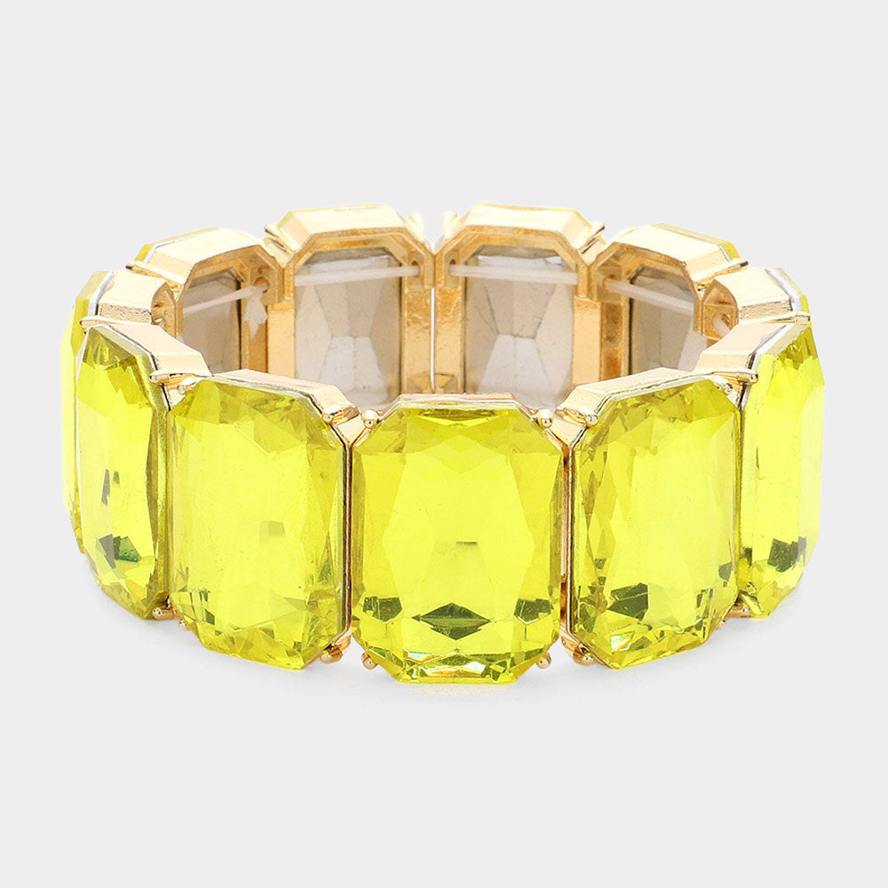 Women's Emerald Cut Stone Stretch Evening Bracelet 4th of July
