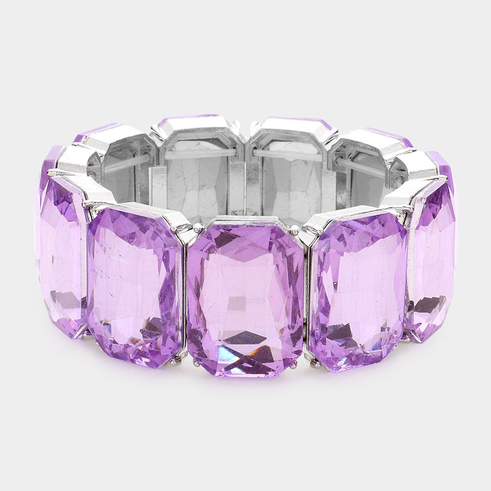 Women's Emerald Cut Stone Stretch Evening Bracelet 4th of July
