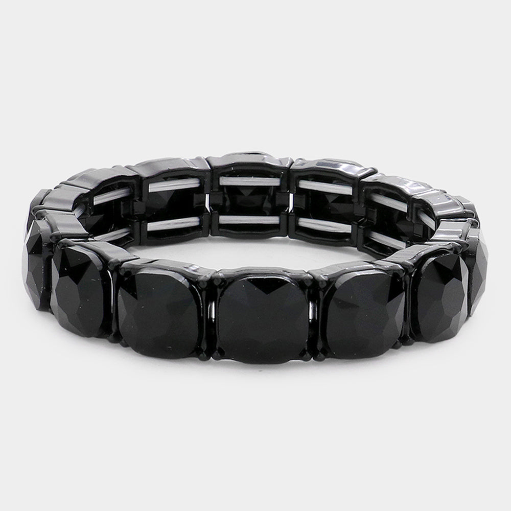 Women's Cushion Square Stone Stretch Evening Bracelet
