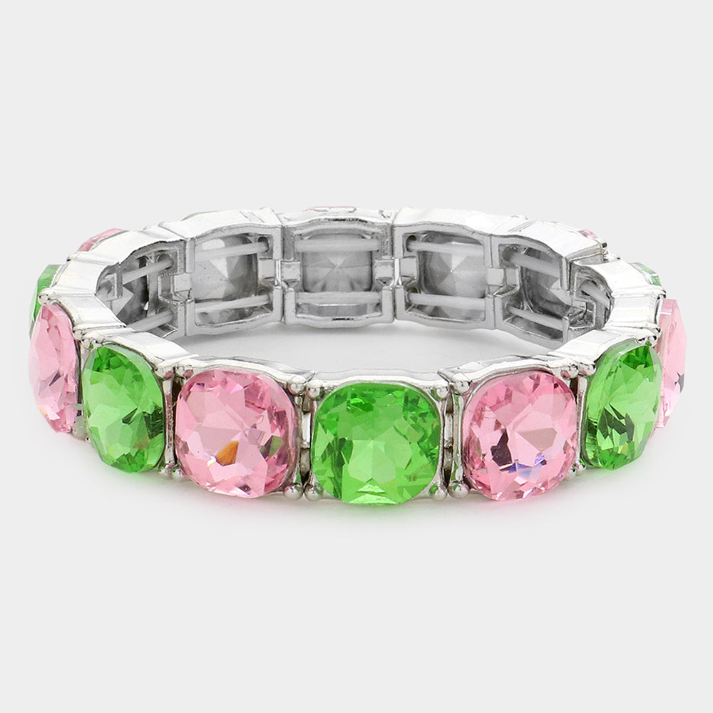 Women's Cushion Square Stone Stretch Evening Bracelet