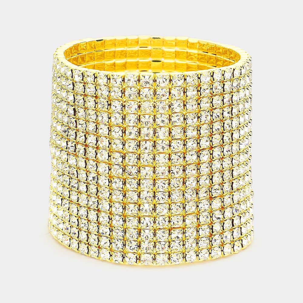 15-Row Rhinestone Stretchable Bracelet