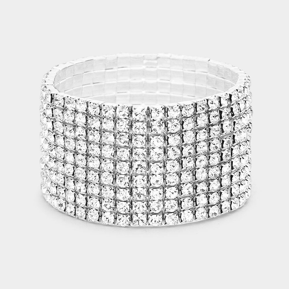 9-Row Rhinestone Stretchable Bracelet