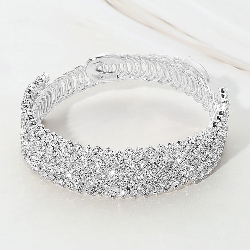 Crystal Rhinestone Adjustable Evening Bracelet